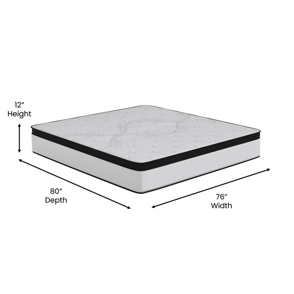 Flash Furniture 12" Firm Hybrid Mattress-King Mattress in a Box - CL-FR231-12-K-GG