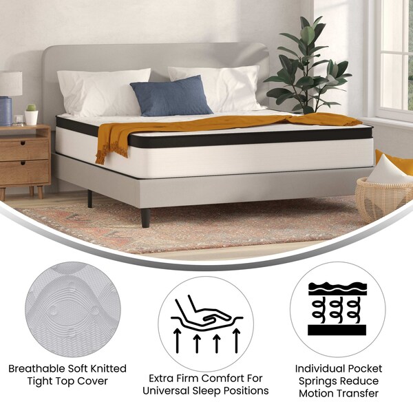 Flash Furniture 12" Firm Hybrid Mattress-King Mattress in a Box - CL-FR231-12-K-GG