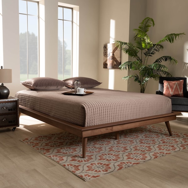 Baxton Studio Karine Walnut Brown Finished Wood Queen Size Platform Bed Frame - 156-9803