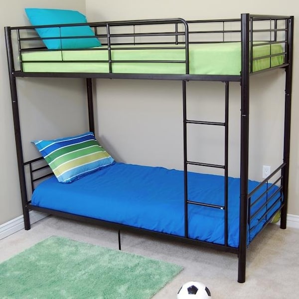 Walker Edison Furniture Walker Edison BTOTBL Sunset Twin-Twin Bunk Bed- Black - BTOTBL
