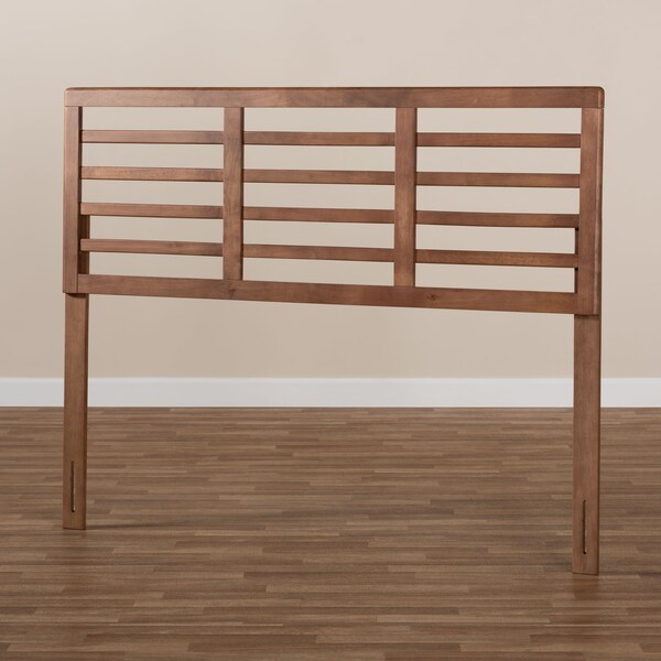 Baxton Studio Salome Mid-Century Walnut Finished Wood King Size Open Slat Headboard - 156-9424