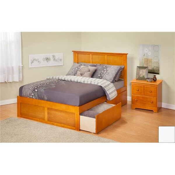Atlantic Furniture Atlantic Furniture AR8622112 Madison Twin Bed with Flat Panel Footboard and Urban Bed Drawers in a White Finish - AR8622112