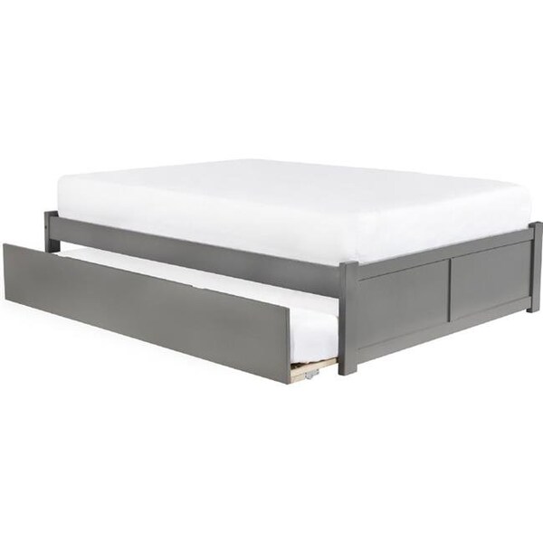 Atlantic Furniture Atlantic Furniture AR8032019 Concord Full Platform Bed with Flat Panel Foot Board & Twin Urban Trundle Bed - Grey - AR8032019