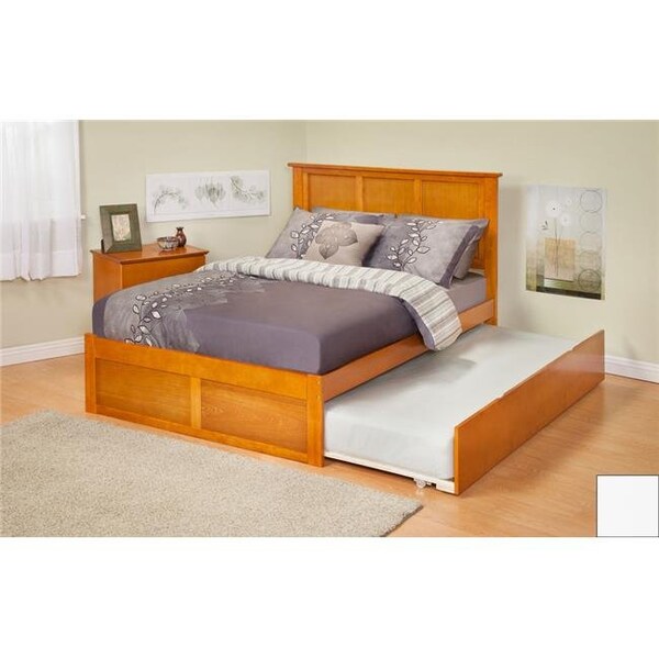 Atlantic Furniture Atlantic Furniture AR8622012 Madison Twin Bed with Flat Panel Footboard and Urban Trundle in a White Finish - AR8622012