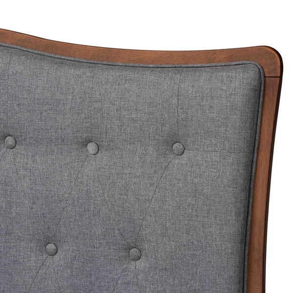 Baxton Studio Hawthorn Classic and Traditional Grey Fabric and Walnut Brown Finished Wood Queen Size Platform Bed - 237-12640-9408-ZORO