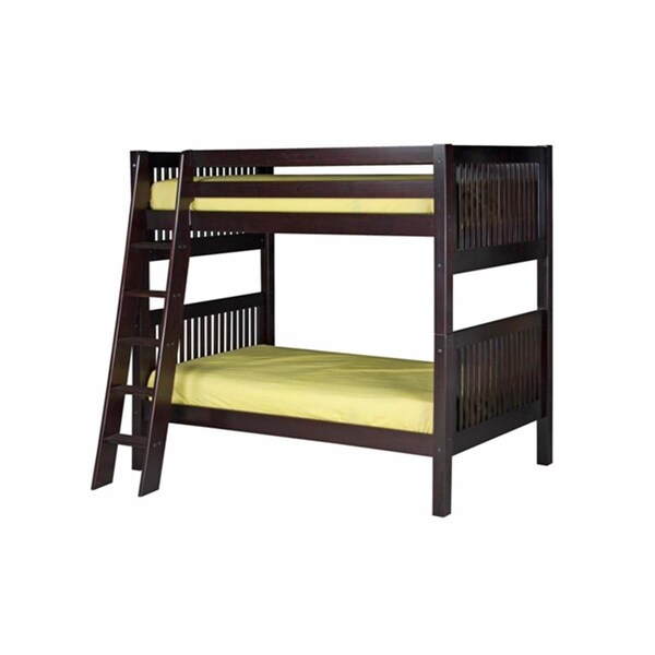 Camaflexi Bunk Bed Mission Headboard Angle Ladder Cappuccino Finish- Twin Size Mattress - C912A_CP