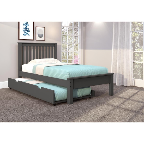 Convenience Concepts PD-500TDG-503DG Twin Size Contempo Bed with Trundle Dark Grey - HI3721932