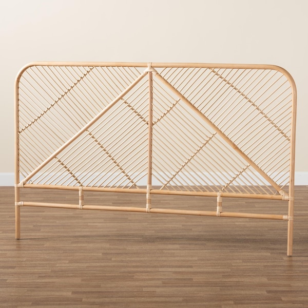 Baxton Studio Walid Modern Bohemian Natural Brown Rattan Queen Size Standalone Headboard - 232-13157-ZORO