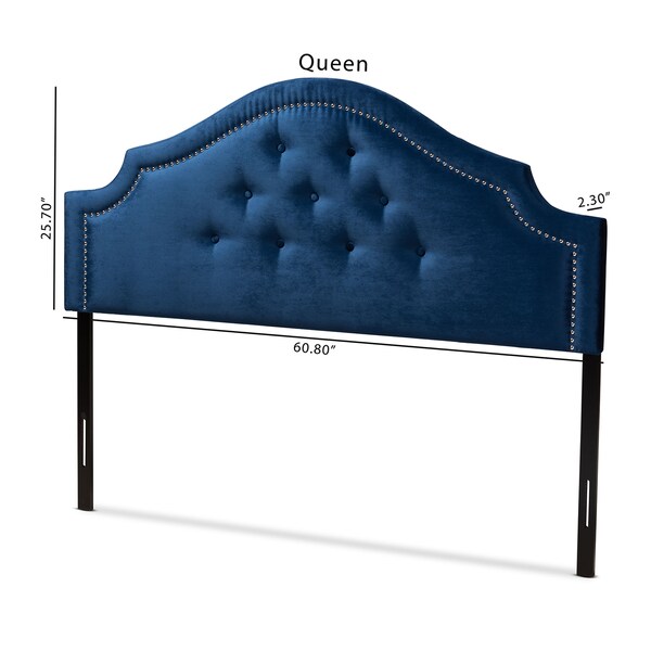 Baxton Studio Cora Royal Blue Velvet Upholstered Queen Size Headboard - 154-9323