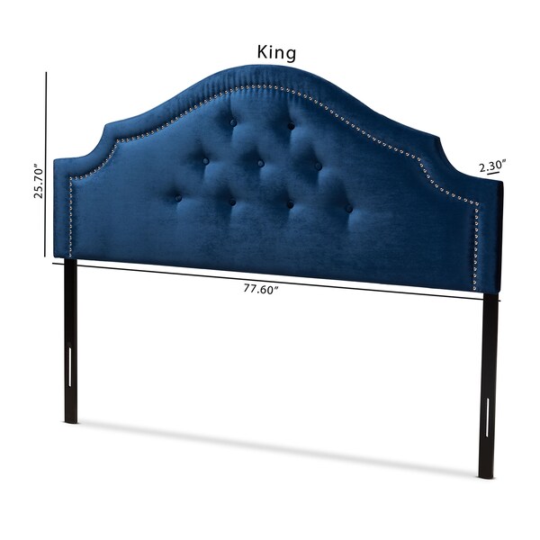 Baxton Studio Cora Royal Blue Velvet Upholstered Queen Size Headboard - 154-9323