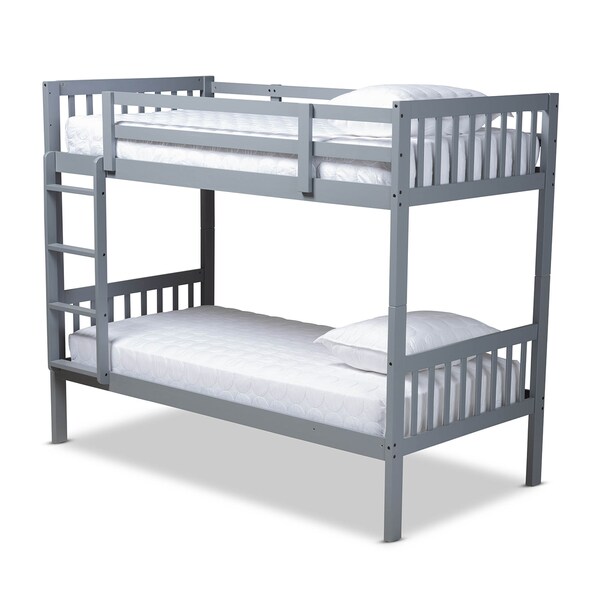 Baxton Studio Jude Grey Finished Wood Twin Size Bunk Bed - 157-9631