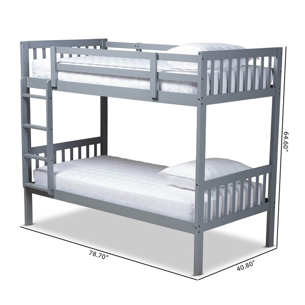 Baxton Studio Jude Grey Finished Wood Twin Size Bunk Bed - 157-9631