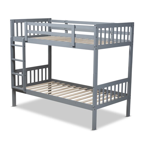 Baxton Studio Jude Grey Finished Wood Twin Size Bunk Bed - 157-9631