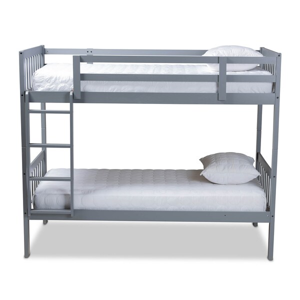 Baxton Studio Jude Grey Finished Wood Twin Size Bunk Bed - 157-9631