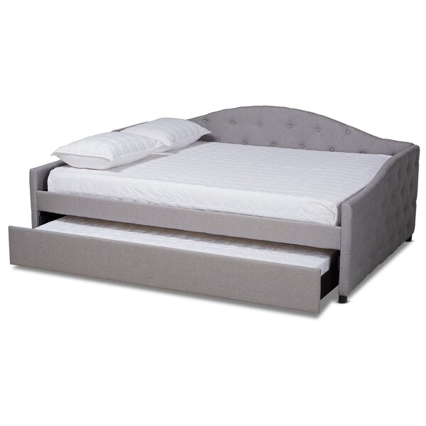 Baxton Studio Becker Modern and Contemporary Transitional Grey Fabric Full Size Daybed with Trundle - 184-11088-ZORO