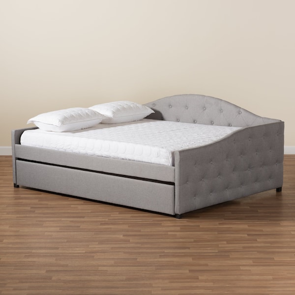 Baxton Studio Becker Modern and Contemporary Transitional Grey Fabric Full Size Daybed with Trundle - 184-11088-ZORO