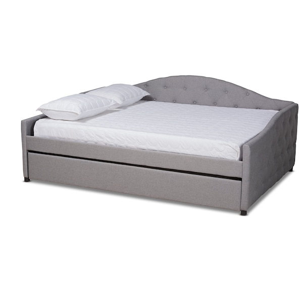 Baxton Studio Becker Modern and Contemporary Transitional Grey Fabric Full Size Daybed with Trundle - 184-11088-ZORO