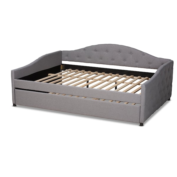 Baxton Studio Becker Modern and Contemporary Transitional Grey Fabric Full Size Daybed with Trundle - 184-11088-ZORO