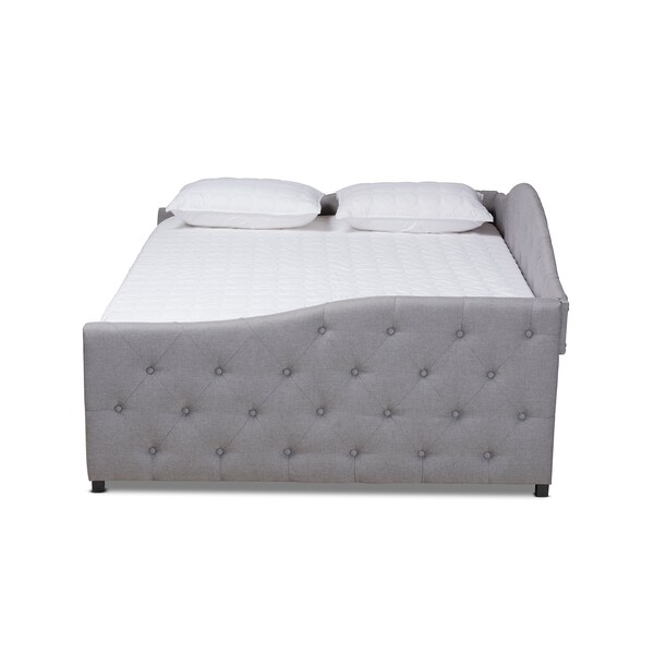 Baxton Studio Becker Modern and Contemporary Transitional Grey Fabric Full Size Daybed with Trundle - 184-11088-ZORO