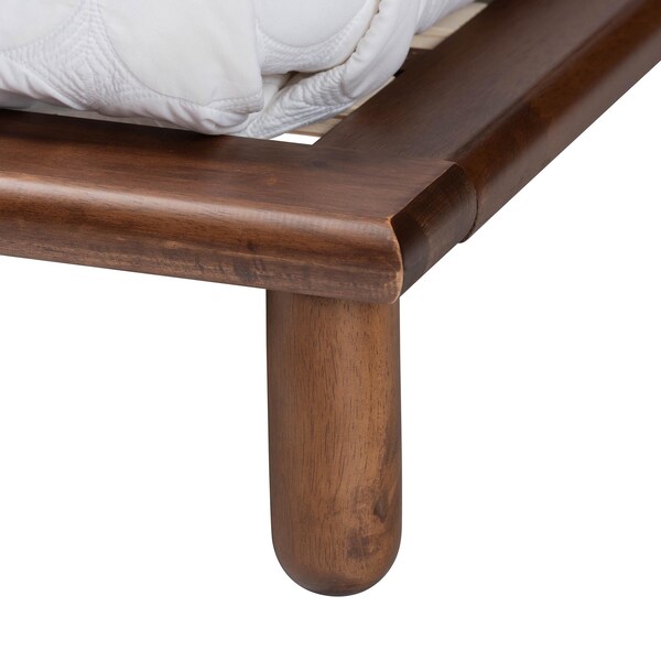Baxton Studio Alivia Mid-Century Modern Walnut Brown Finished Wood King Size Bed Frame - 238-13264-ZORO