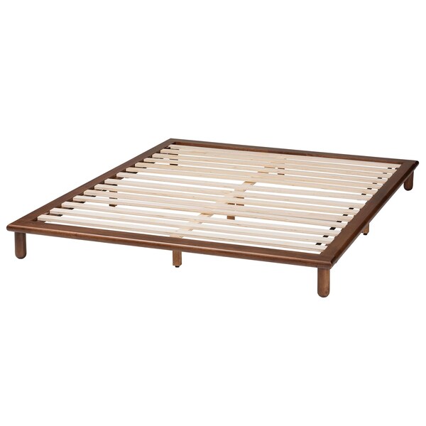 Baxton Studio Alivia Mid-Century Modern Walnut Brown Finished Wood King Size Bed Frame - 238-13264-ZORO