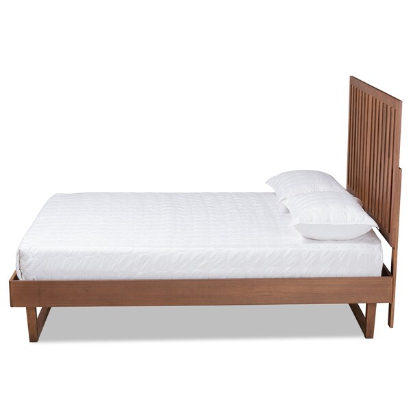 Baxton Studio Marin Modern and Contemporary Walnut Brown Finished Wood Full Size Platform Bed - 184-11135-9410-ZORO