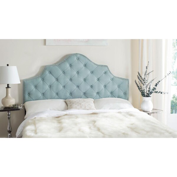 Safavieh 54.1 x 61.8 x 3.5 in. Arebelle Sky Blue Tufted Headboard - Silver Nail Head - MCR4036B