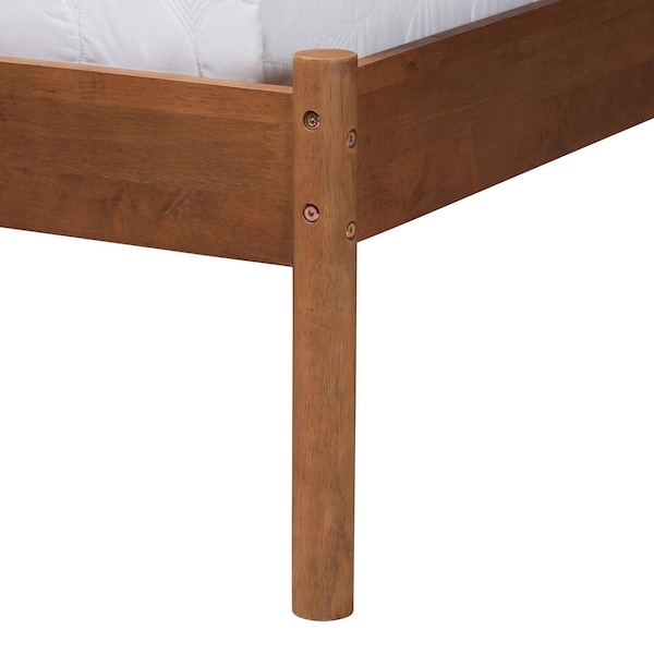 Baxton Studio Estela Mid-Century Modern Grey Woven Fabric and Walnut Brown Wood Queen Size Platform Bed - 245-13445-ZORO