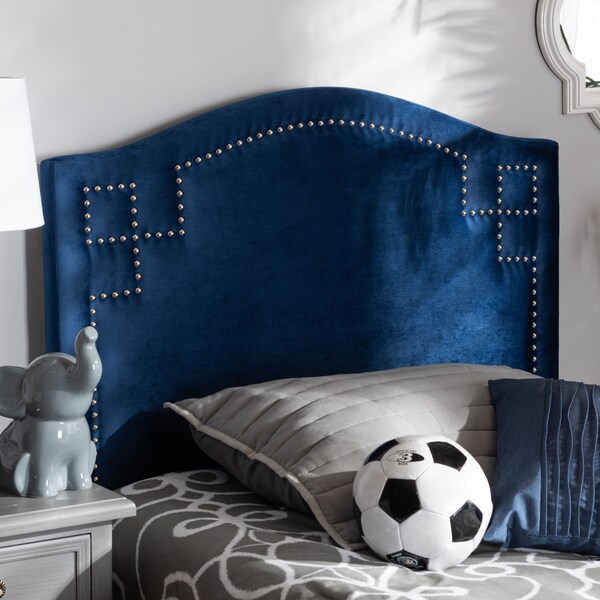 Baxton Studio Aubrey Royal Blue Velvet Upholstered Twin Size Headboard - 154-9313