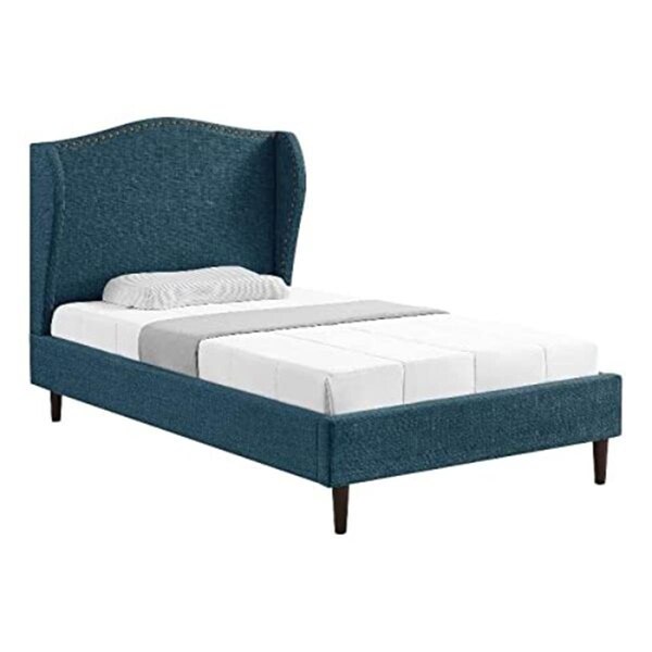 Posh Living Adelyne Linen Platform Bed for Unisex, Navy - Full Size - RBD478-03NYF-UE