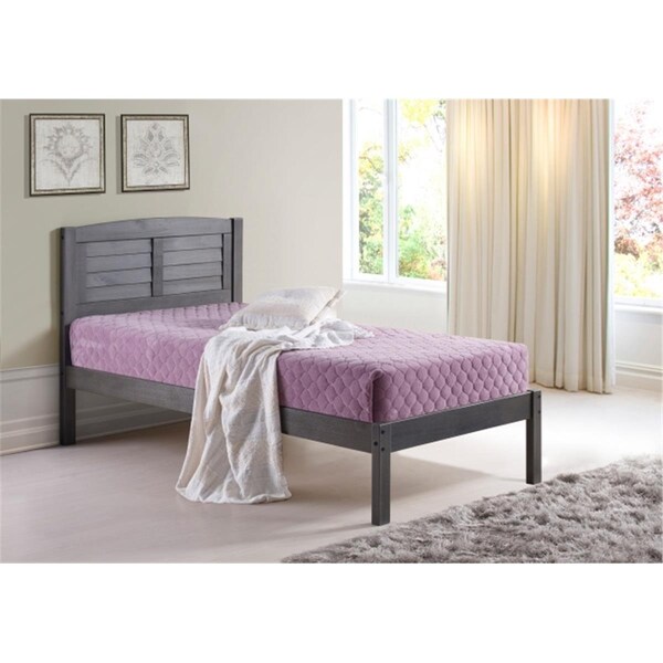 Fixturesfirst PD-212TAG Twin Size Louver Bed - Antique Grey - FI469499