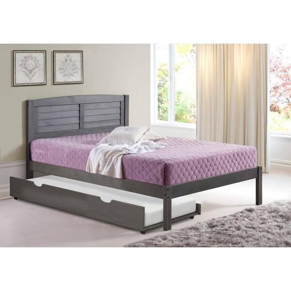 Convenience Concepts PD-212FAG-503 Full Louver Bed with Trundle - Antique Grey - HI2484082