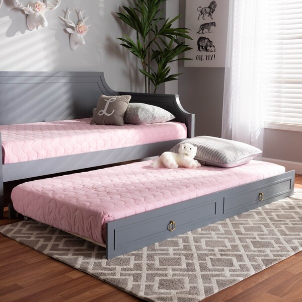 Baxton Studio Mariana Grey Finished Wood Twin Size Trundle - 158-9655