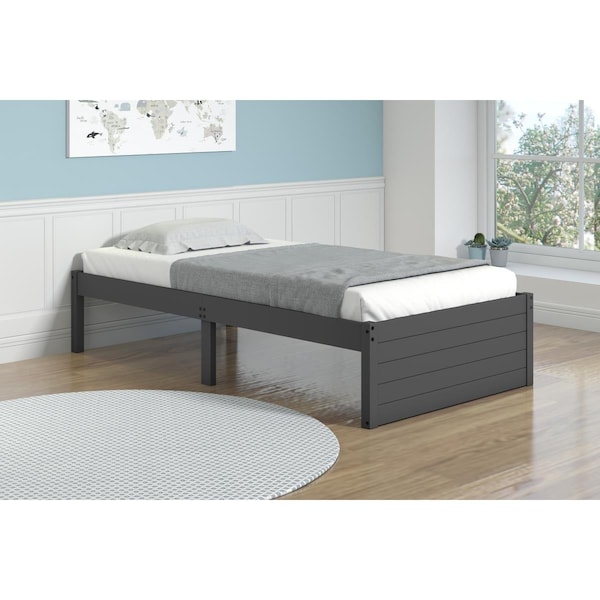 Convenience Concepts PD-400TDG Twin Size Footboard Panel Bed Dark Grey - HI3163127