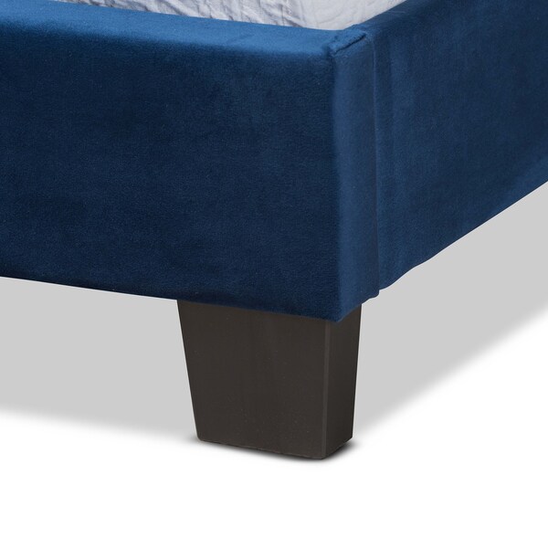 Baxton Studio Tamira Modern and Contemporary Glam Navy Blue Velvet Fabric Twin Size Panel Bed - 183-11274-ZORO