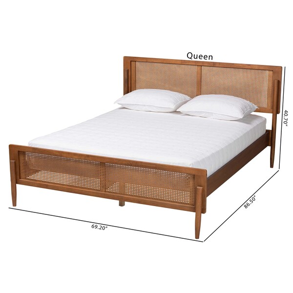 Baxton Studio Gardwin Mid-Century Modern Ash Walnut Finished Wood King Size Platform Bed - 235-12778-ZORO