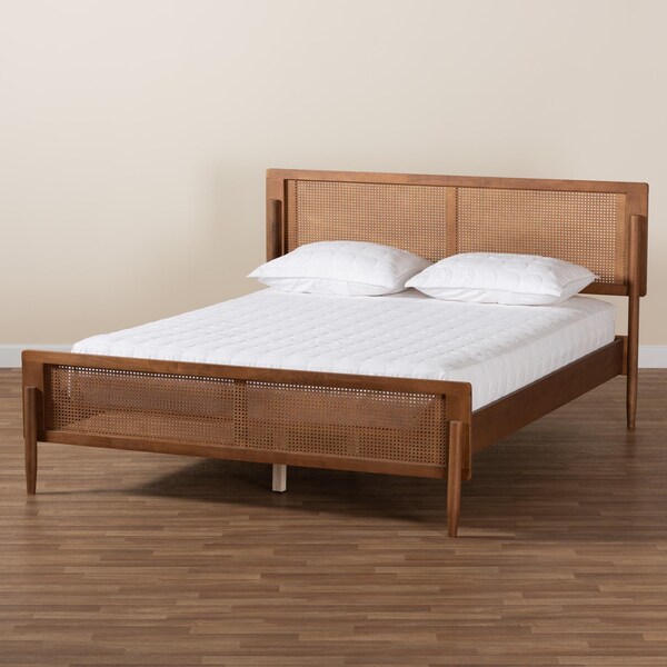 Baxton Studio Gardwin Mid-Century Modern Ash Walnut Finished Wood King Size Platform Bed - 235-12778-ZORO