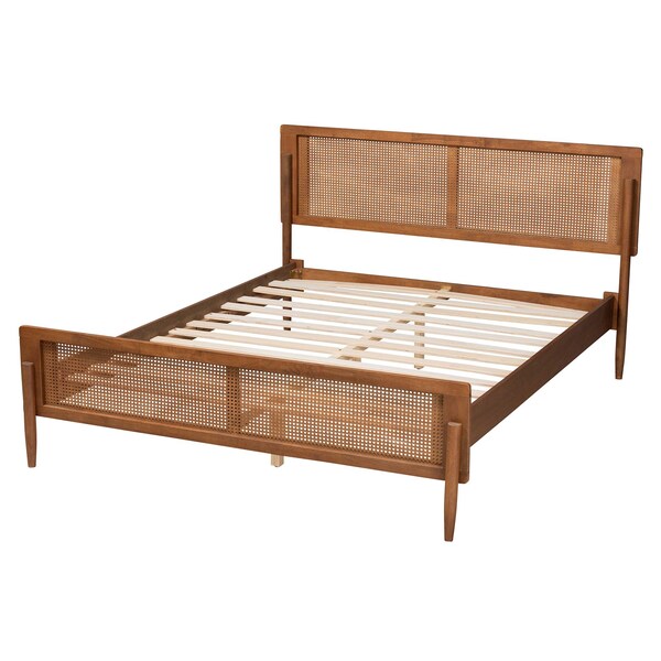 Baxton Studio Gardwin Mid-Century Modern Ash Walnut Finished Wood King Size Platform Bed - 235-12778-ZORO