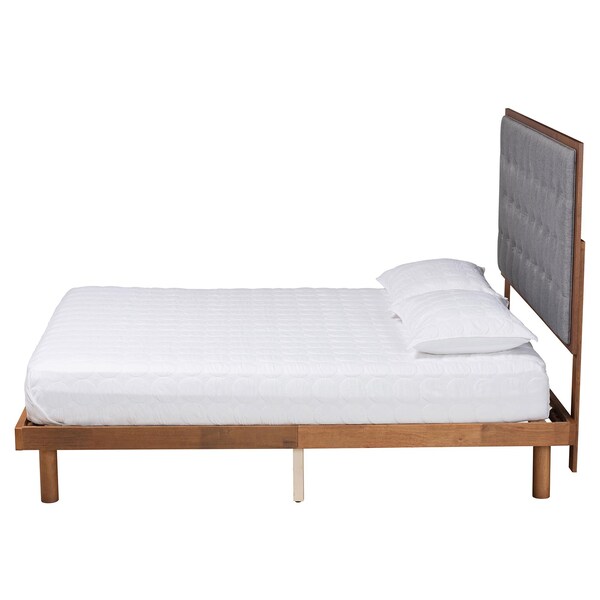 Baxton Studio Bellini Classic and Traditional Grey Fabric and Walnut Brown Finished Wood Queen Size Platform Bed - 237-12638-11888-ZORO