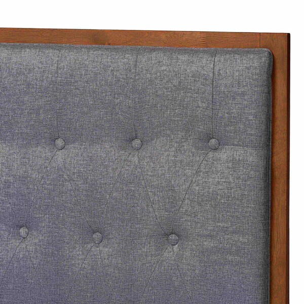 Baxton Studio Bellini Classic and Traditional Grey Fabric and Walnut Brown Finished Wood Queen Size Platform Bed - 237-12638-11888-ZORO