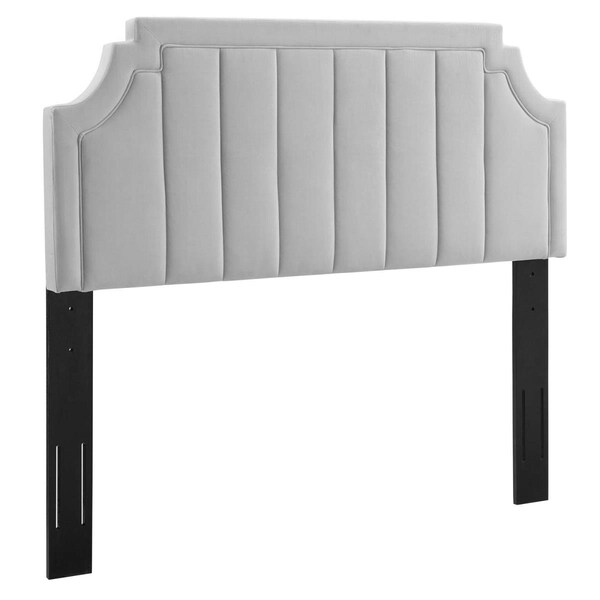 Modway Furniture Alyona Channel Tufted Performance Velvet Headboard, Light Gray - Twin Size - MOD-6346-LGR