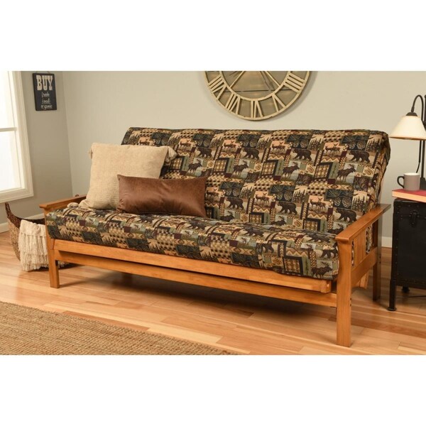 Kodiak Monterey Butternut Futon Frame with Peters Cabin Mattress - Full Size - KFMOBTPCABLF5MD3