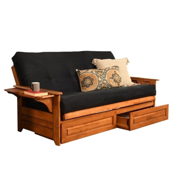 Templeton Phoenix Futon with Suede Fabric mattress in Black/Barbados frame. - TE87394