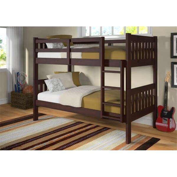 Pivot Direct Pivot Direct PD-1010-3CP-TT Twin Size Mission Bunkbed & Slat-Kits Mattress Ready - Dark Cappuccino - PD_1010_3CP_TT