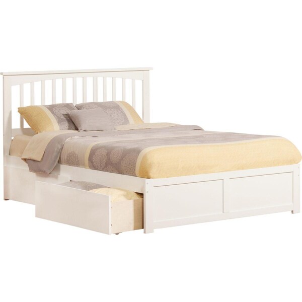 Atlantic Furniture Mission Flat Panel Foot board with Underbed Drawer, White - Queen - AR8742112