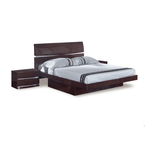 Homeroots 85 x 72 x 42.5 in. Modern California King Wenge High Gloss Bed - 343913