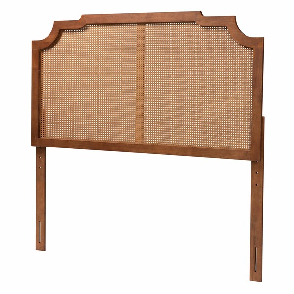 Baxton Studio Fortuna Classic and Traditional Ash Walnut Finished Wood Queen Size Headboard with Rattan - 238-12662-ZORO