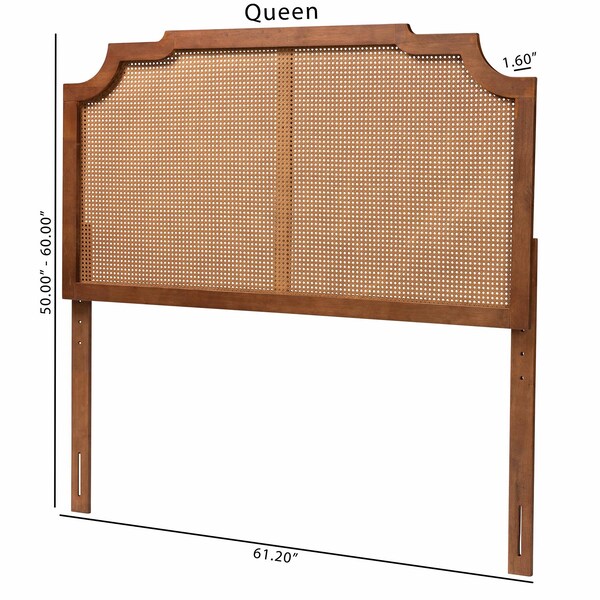 Baxton Studio Fortuna Classic and Traditional Ash Walnut Finished Wood Queen Size Headboard with Rattan - 238-12662-ZORO