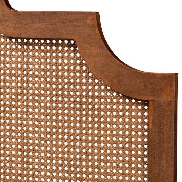 Baxton Studio Fortuna Classic and Traditional Ash Walnut Finished Wood Queen Size Headboard with Rattan - 238-12662-ZORO