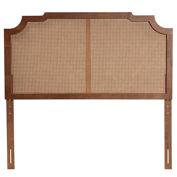 Baxton Studio Fortuna Classic and Traditional Ash Walnut Finished Wood Queen Size Headboard with Rattan - 238-12662-ZORO